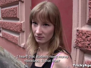 A Golden-haired Student Is Looking For Some Money!