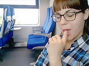 Public Blowjob In The Train  Deep Sucking CIM And Swallow